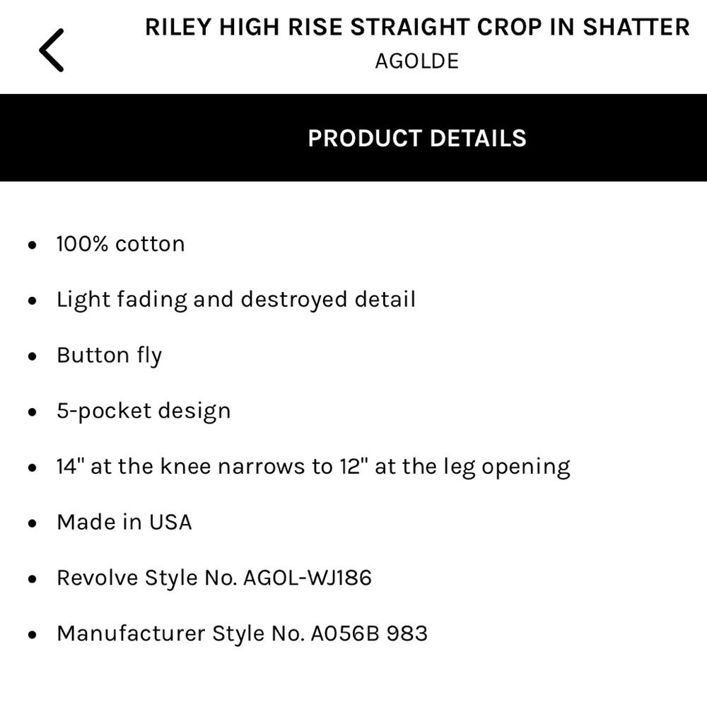 AGOLDE Riley High Rise Straight Crop in Shatter - Picture 6 of 7